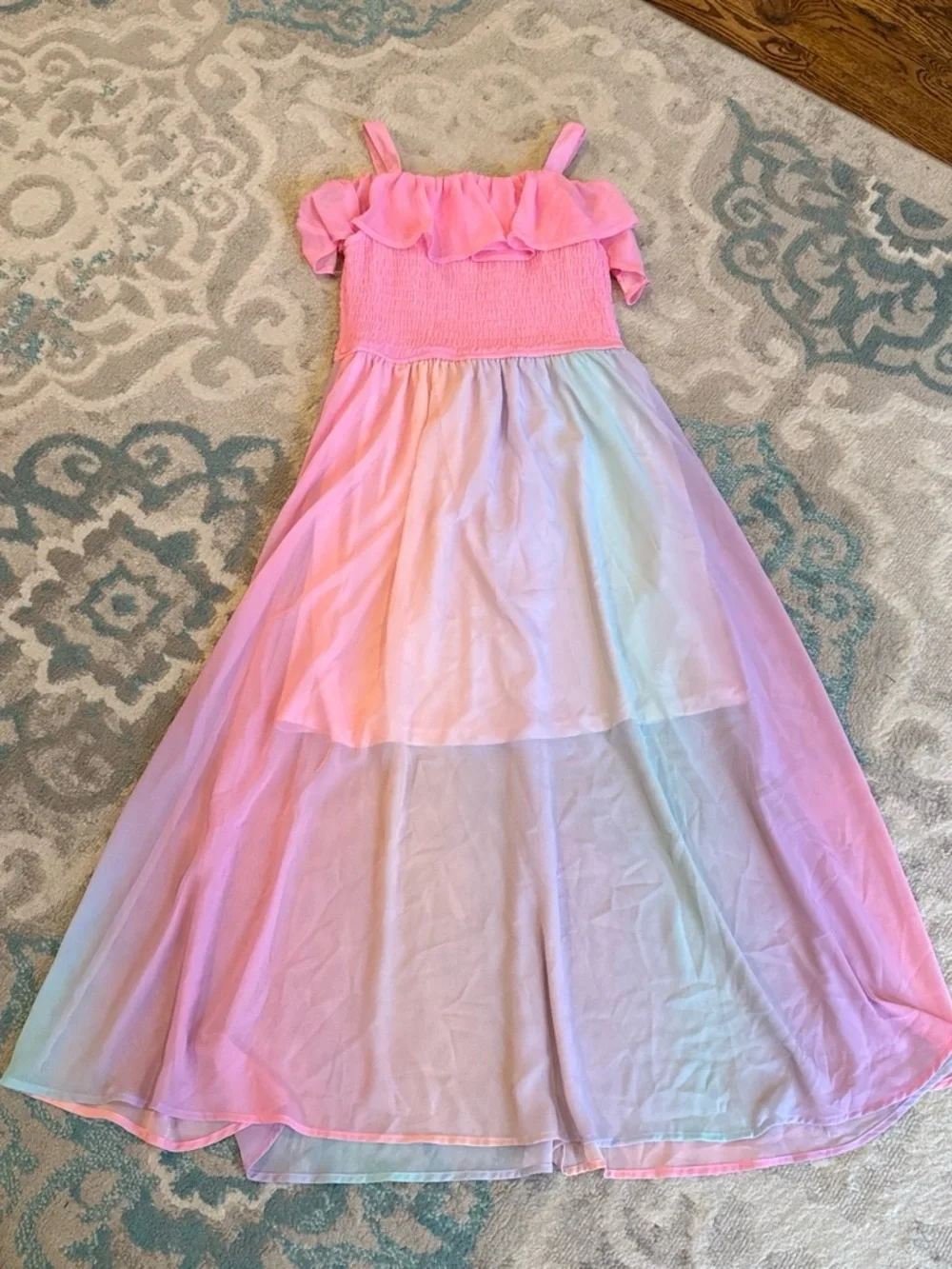 Justice Pink Pastel Ombre Ruffle Maxi Dress
